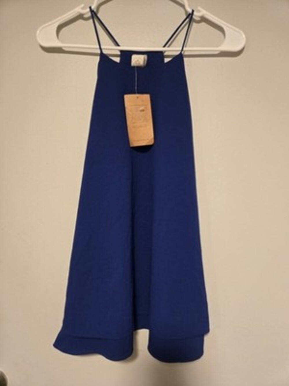 Paper Crane Royal Blue Spaghetti Strap Halter Tank - Size Large
